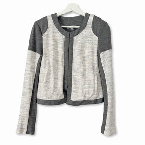 Cabi Shrunken Knit Moto Tweed Blazer Jacket Gunmetal Mix Small